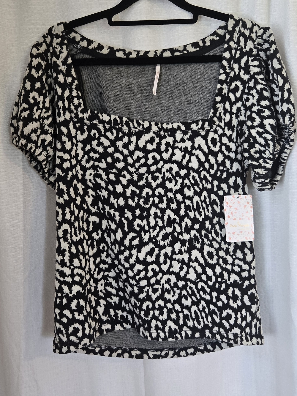 Black & White Animal Print Square-Neck Top
